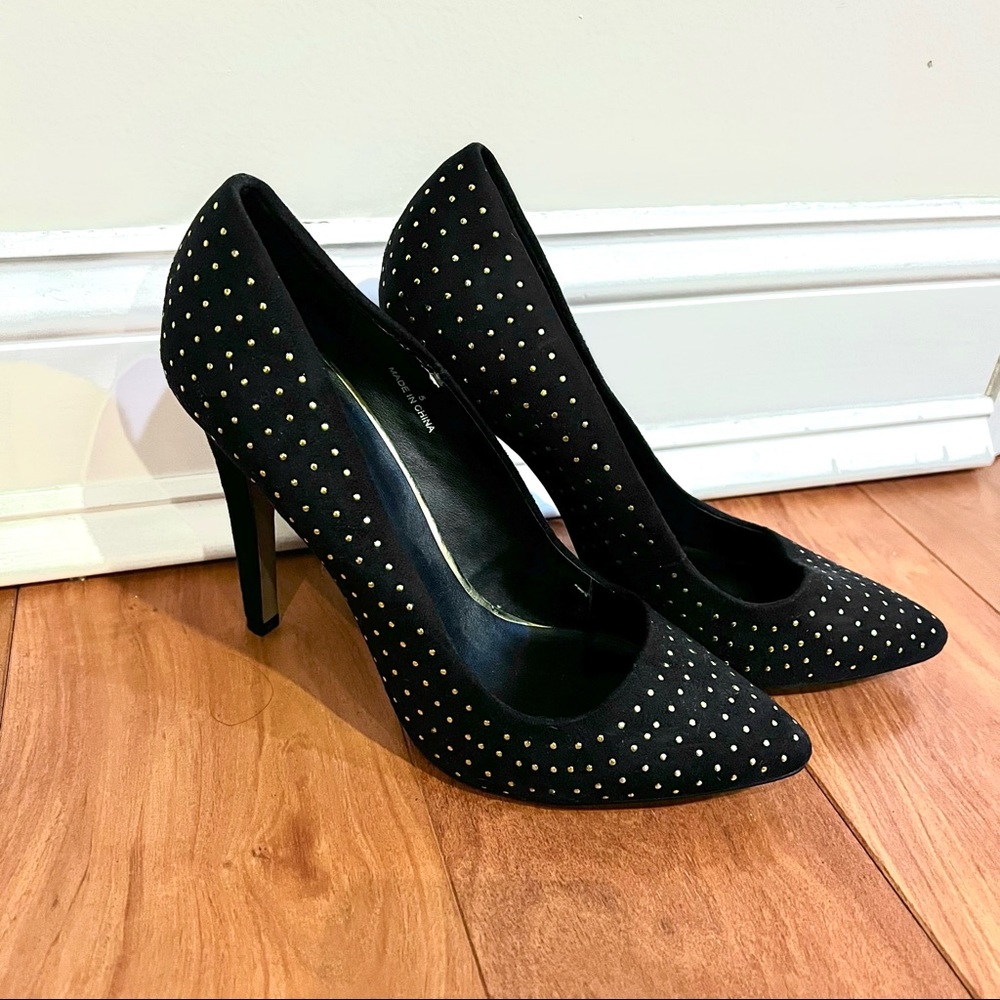 ASOS • Black • Gold Dotted • Pointed High Heels